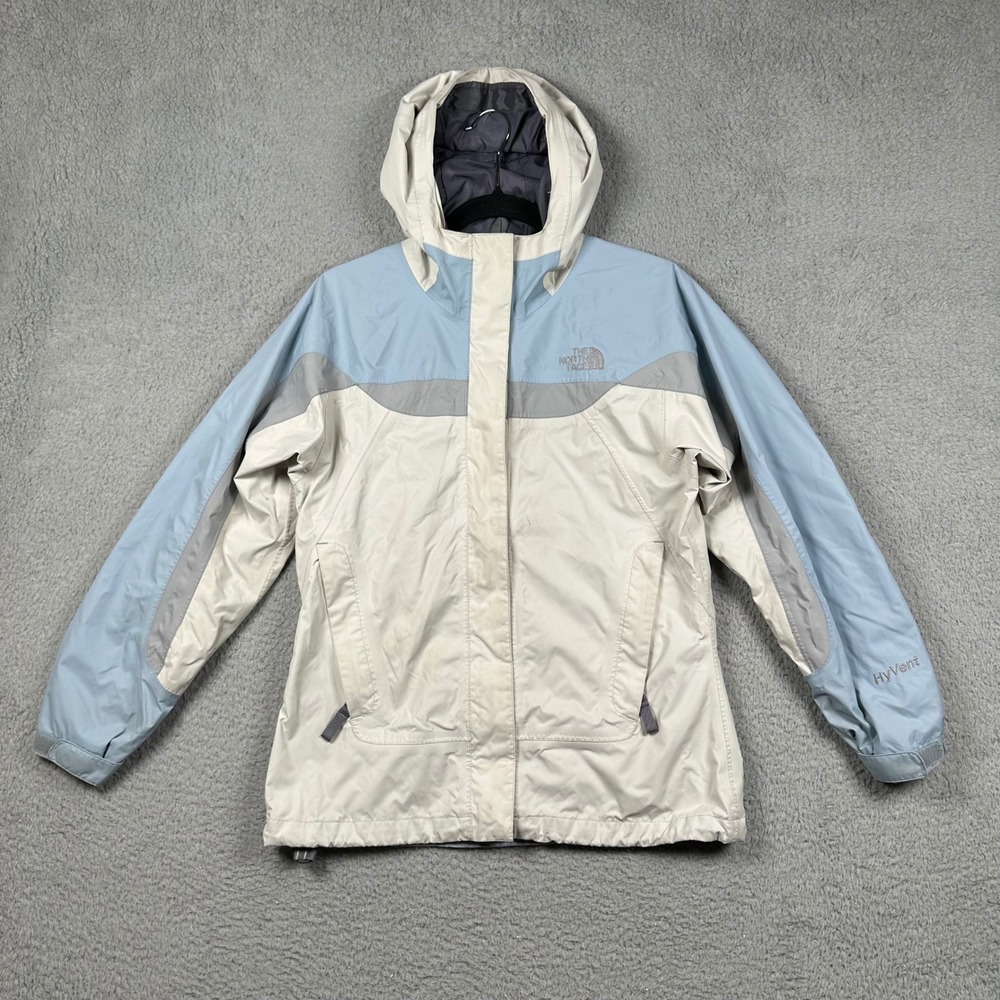 THE NORTH FACE Approach HyVent‎ Rain Jacket Girls Large L Blue White Outdoor